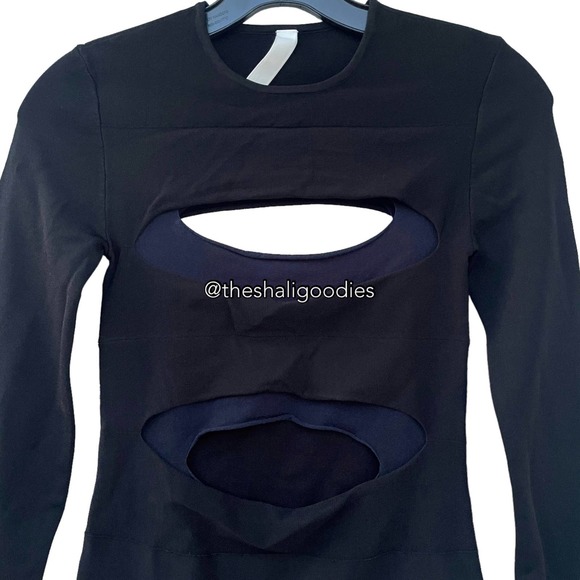 DION LEE Double Hosiery Mini Dress Black Blue Cutout - Picture 6 of 8